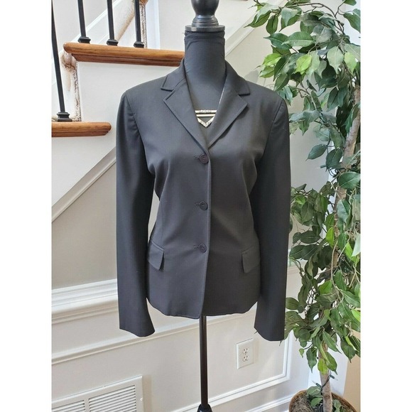 Nine West Women's Black Polyester & Rayon Long Sleeve Three Button Blazer 10 - Picture 1 of 11
